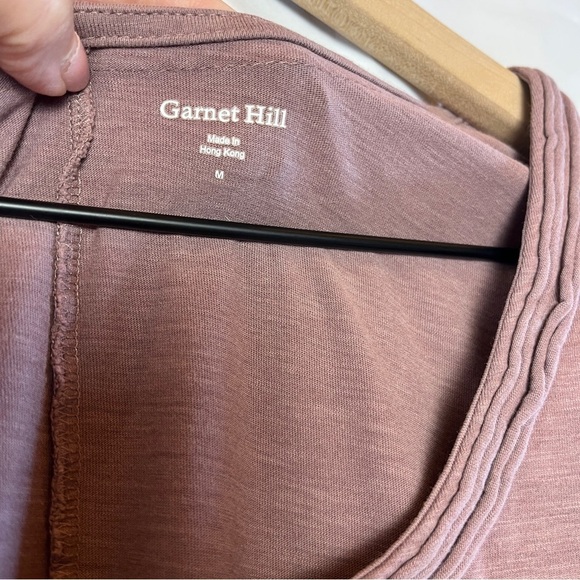 GARNET HILL Women's Cotton Modal Slubbed Knit Knee Length Dress Mauve Pink Med - Picture 3 of 8